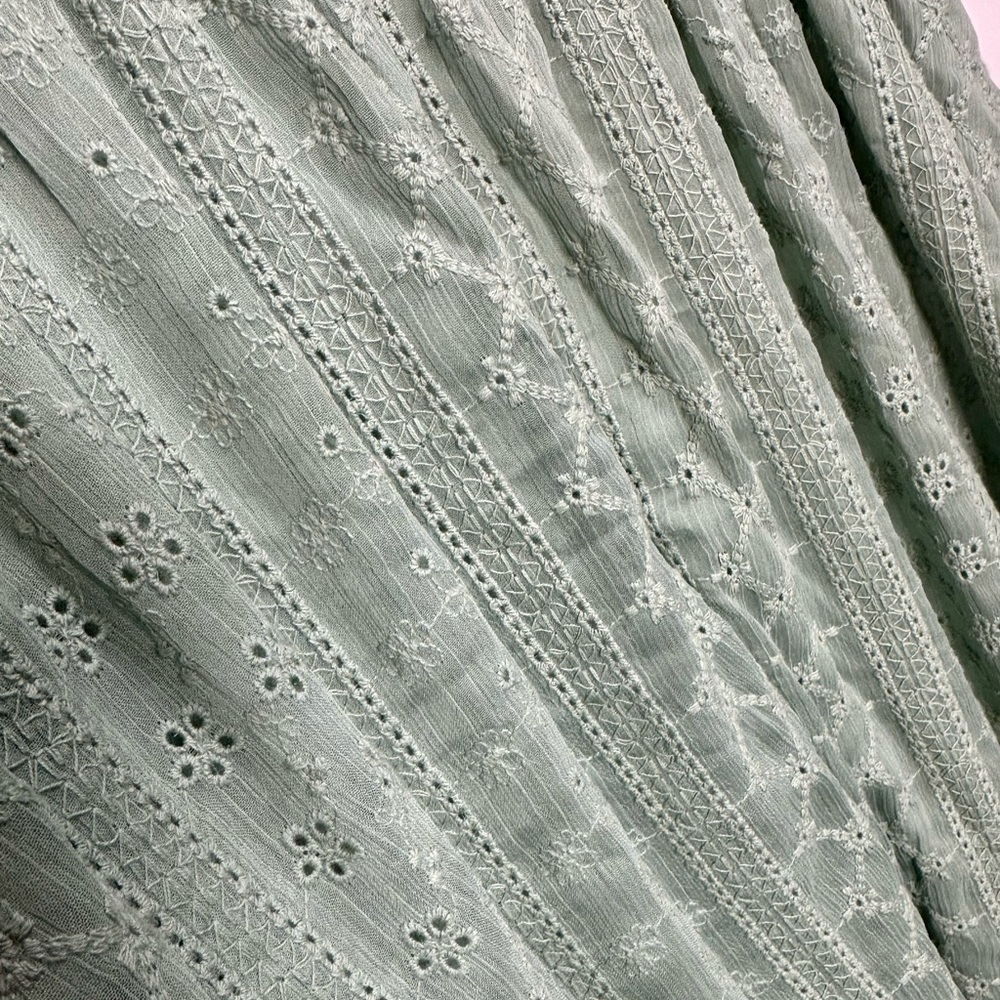 Calvin Klein Mint Green sleeveless Dress eyelet lace size 14 Cottagecore - Picture 5 of 8